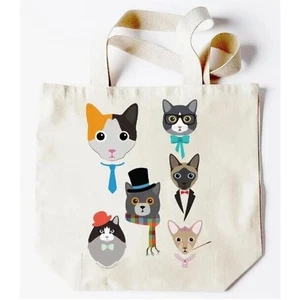 Neu Hipster Katze Kätzchen Calico Siam große Beuteltasche Canvas Bürotasche hergestellt in den USA - Bild 1 von 1