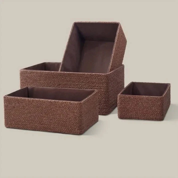 Recycled Wicker Storage Basket 4 SET Paper Rope Storage Baskets . - Image 1 of 4