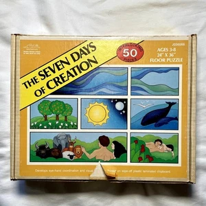 Rompecabezas de piso vintage 1990 Seven Days Of Creation 50 piezas, completo - Imagen 1 de 5