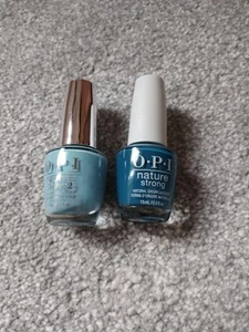 Two Opi Nail Polishes Saga Stimulation,all Heal Queen Mother Earth Blue Colours - Imagen 1 de 4
