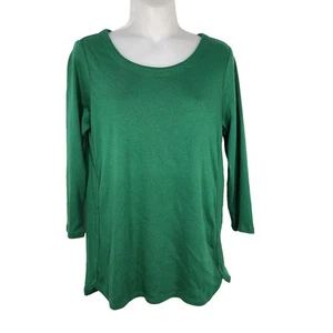 Camiseta para mujer J. Jill talla XS 100 % algodón Pima manga 3/4 cuello redondo camiseta verde - Imagen 1 de 10
