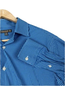 Peter Millar Shirt Mens M Blue Plaid Long Sleeve Button Down Summer Comfort - Picture 1 of 7