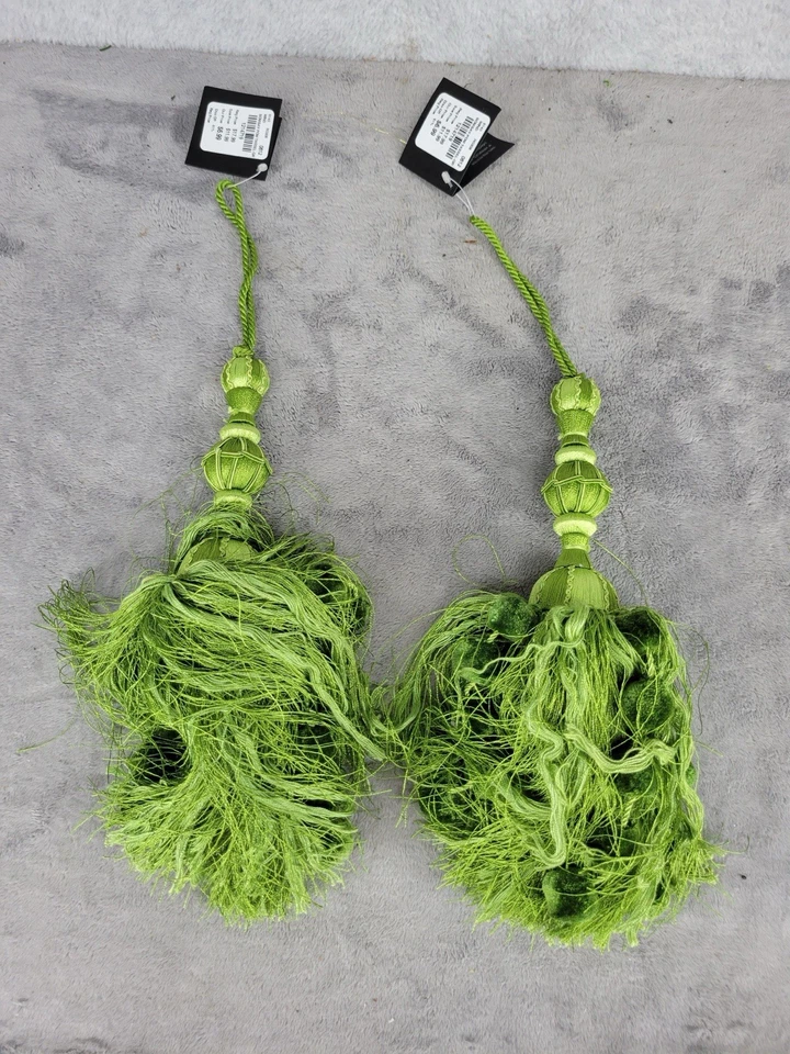 "Juego de 2 borlas grandes de 16"" de largo con borlas verdes claras para cortinas Vatican Homes" Foto 1 de 4