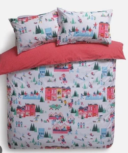 HABITAT Christmas King Double Reversible Duvet Cover Festive Joy Bed Set Winter - Picture 1 of 9