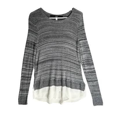 Kensie Sweater Womens M Gray Long Crew Neck Soft Knit Shirttail Hem Lightweight - Image 1 of 4