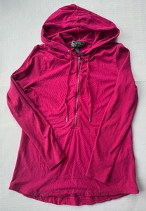 Lauren Active Ralph Lauren Pink Lightweight Hooded Pullover Pockets Zipper Small - Picture 1 of 9