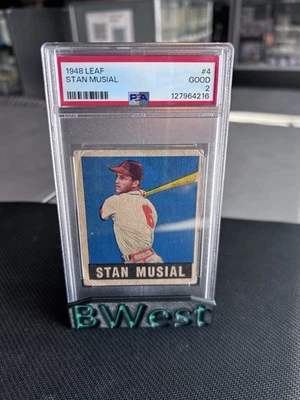 Goma de béisbol PSA 2 1948 Leaf Stan Musial 4 All Star Foto 1 de 4