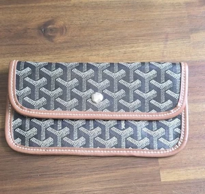 Authentic GOYARD Saint Louis GM Bag Black & Tan Canvas/Leather Pouch Wallet - Picture 1 of 10