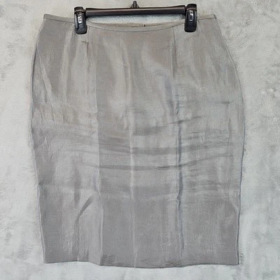 Falda lápiz de noche vintage Adrianna Papell para mujer talla 16 plateada de gasa Foto 1 de 4