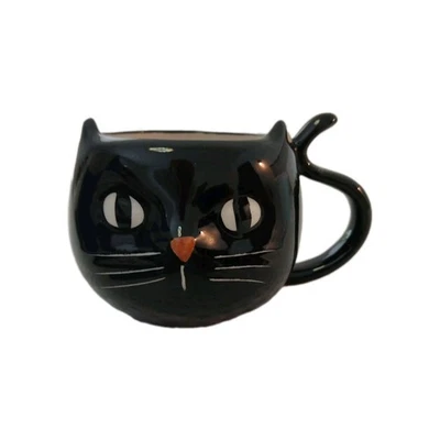 TARGET Hyde & Eek Trick or Treating Black Cat Stoneware 15.2 oz Mug Halloween