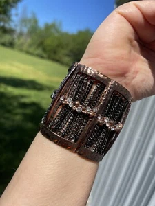High End Costume Jewelry Bracelet Bangle Crystal Rhinestone Bling Expandable - Bild 1 von 9