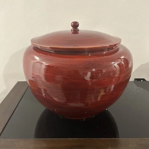 Sixtrees handgefertigtes rotes Bambuslackgeschirr *groß* Ingwerglas mit Deckel - Bild 1 von 7