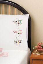 Tobin Stamped For Embroidery Pillowcase Pair 20"X30"-Holiday Gnomes