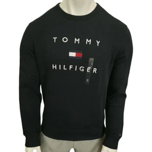 NWT TOMMY HILFIGER MENS NAVY BLUE EMBROIDERED LONG SLEEVE SWEATSHIRT SIZE M L XL - Picture 1 of 8