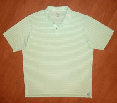Peter Millar Seaside Men's Size XL Green White  Striped S/S Golf Polo Shirt - Image 1 of 4