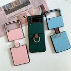 Luxury Leather Shockproof Ring Case Hard PC Cover for Samsung Galaxy Z Flip 3