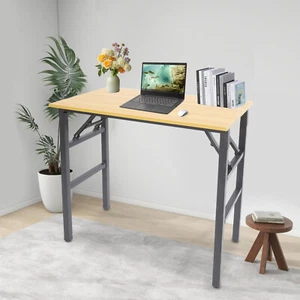 31.5" Folding Computer Desk Writing Study Desk Laptop for Small Spaces Freestand - Picture 1 of 16