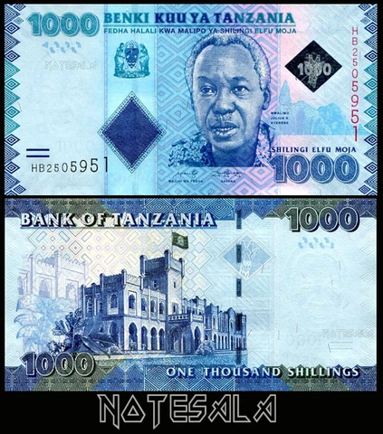 TANZANIA 1000 1,000 SHILLINGS 2019 Pick-41c NEW-UNC Cover