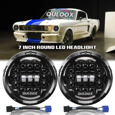 Faros LED redondos de 7 pulgadas haz alto/bajo para Ford Mustang Bronco 1965-78 F100 F250 Foto 1 de 4