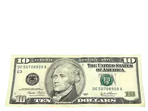 U.S. 2003 $10 FEDERAL RESERVE NOTE, CRISP, S/N DC 50708920 A (#497) - Picture 1 of 2