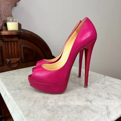 Christian Louboutin Lady Peep 150 Fuchsia Napa Pumps size 36.5 - Image 1 of 4