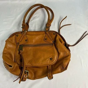 Joelle Hawkens camelbraun Leder Medium Satchel Handtasche Reißverschluss Boho - Bild 1 von 12