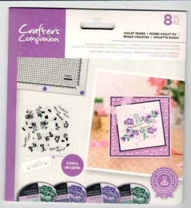Crafter's Companion Stempel Photopolymer Stempel und Schablone Violette Rosen Neu - Bild 1 von 2