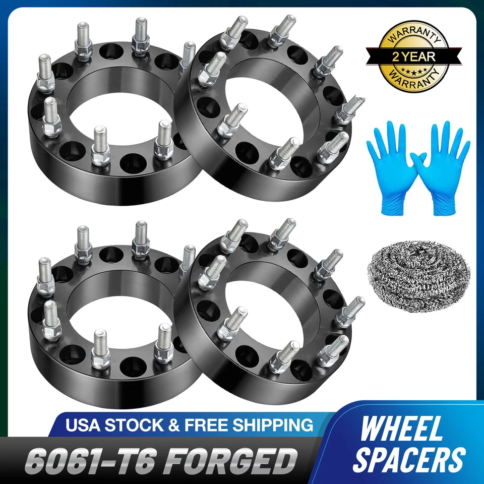 4x 2 inch 8x180 Wheel Spacers M14x1.5 Fits Chevy Silverado GMC Sierra 2500 HD Foto 1 de 4
