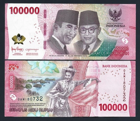 100,000 Indonesia New Type 2022 RUPIAH Circulated Currency 100000 IDR Cir Cover