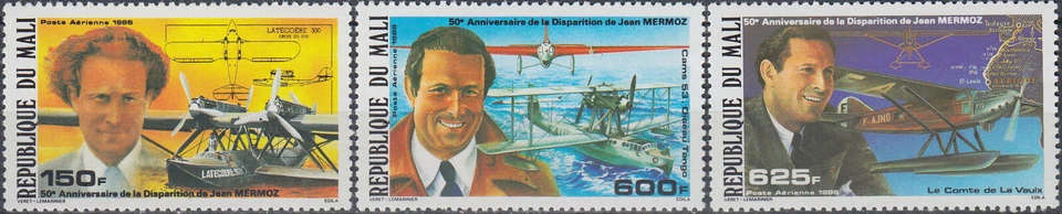 Malí 50 aniversario desaparición aviador Jean Mermoz 1986 MNH-17 euros Foto 1 de 1