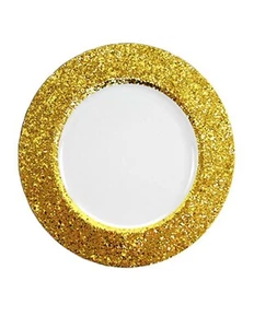 White and Gold Glitter Plate Chargers, Set of 6 - Picture 1 of 1