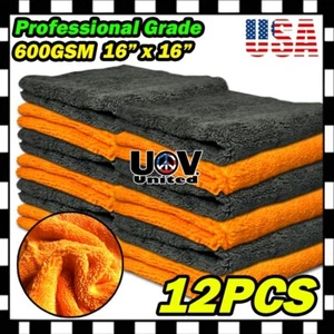 Lot No Edge Microfiber Plush Towel Cleaning No-Scratch Rag Polishing Detailing - Picture 1 of 3