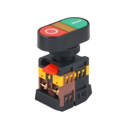 Interruptor de botón pulsador de 1 pieza montaje de 22 mm 1NO 1NC 220V AC luz amarilla encendido/apagado #A6-28 - Imagen 1 de 4