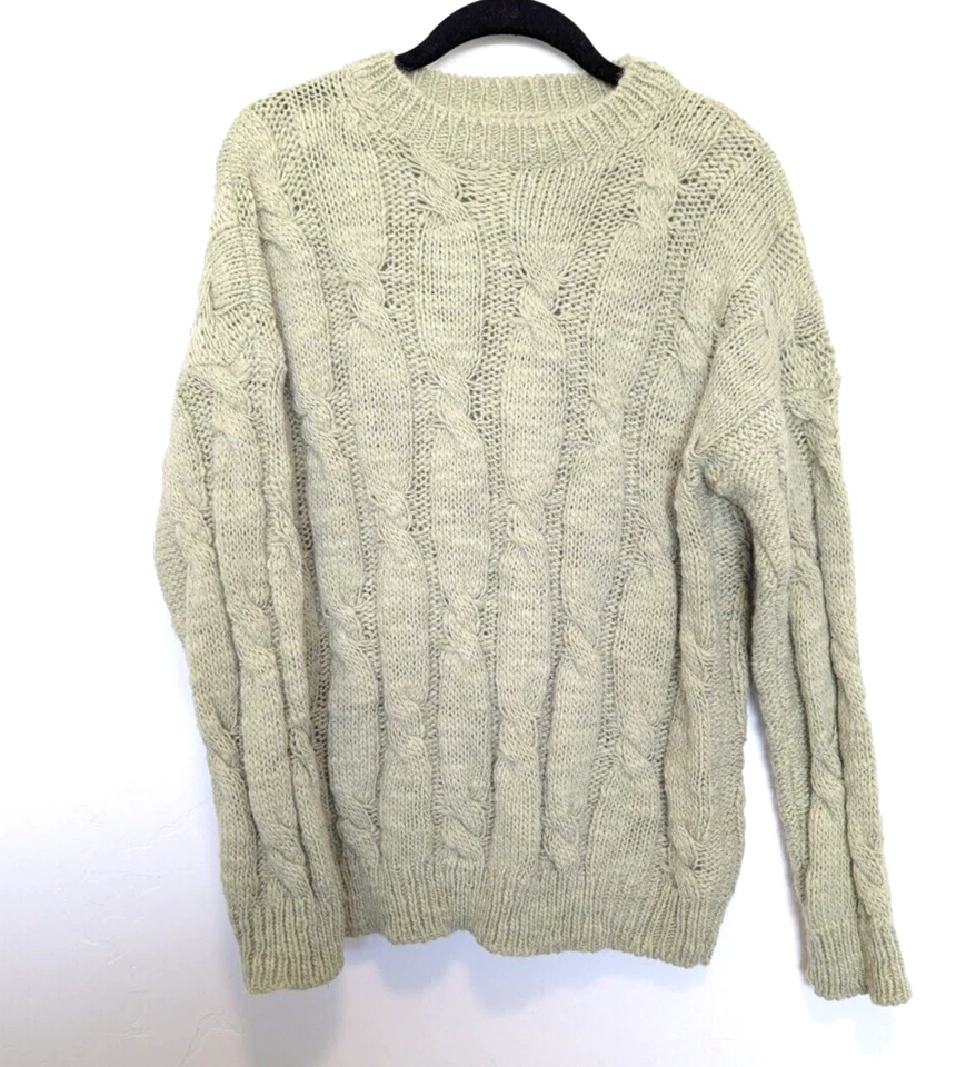 Pastiche Cable Knit Sweater Womens Size M Green Alpaca Wool Fisherman Grandpa - Image 1 of 4