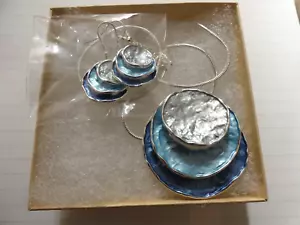 Collar Boho Circular en Capas y Pendientes a Juego Plata Verde Azul - Imagen 1 de 8
