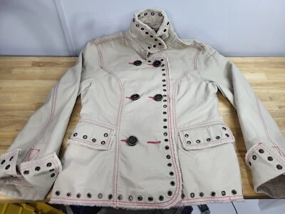 Chaqueta Blazer Wet Seal Para Mujer Grande Beige Rosa Doble Pecho Ojal Borde Crudo Foto 1 de 4