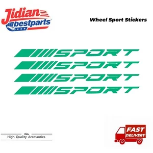 4X Green Decal Sticker Vinyl Universal "Sport" Mark Car Wheel Rim Reflective - Picture 1 of 5