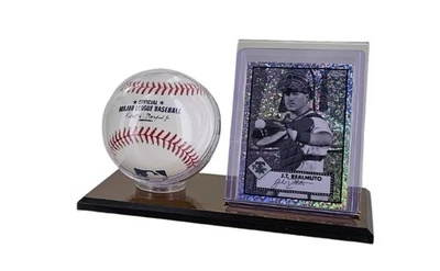 Acrylic Baseball and Card Display Case | Acrylic Holder | Black Base and Clea - Image 1 of 4
