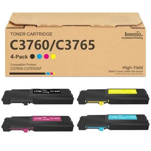 Toner 4-Pack for Dell C3760 C3765 331-8429 8430 8431 8432 BK/C/M/Y - Photo 1/2