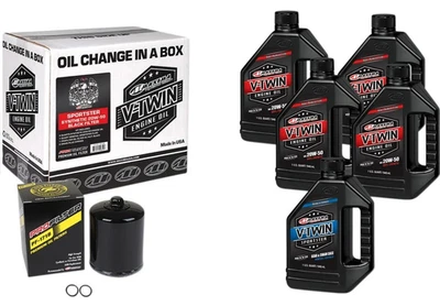 MAXIMA 90-119015PB Synthetic V-Twin Oil Full Change Kit Black Filter Sportster - Image 1 of 4