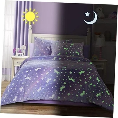  Glow in The Dark Comforter Set 5 Piece Twin/Twin XL with Twin-5 Pieces Purple - Image 1 of 4