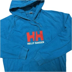Helly Hansen Logo HH Hoodie Blue Red Embroidered Logo Size 2XL Outdoor Ski - Picture 1 of 6