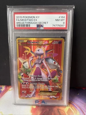Mewtwo EX Full Art Holo Card 164/162 Breakthrough Secret Rare PSA 8 - Image 1 of 2