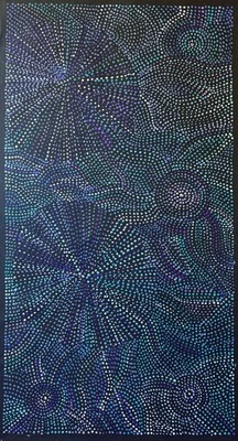 Joy Purvis Petyarre, auténtico arte aborigen, tamaño; 100 x 50 cm semillas de ñame arbusto. Foto 1 de 4