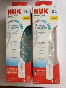 NUK Smooth Flow 0+m Anti Colic Baby Controls Flow Silicone Bottle 10oz 2 Pack - Picture 1 of 4