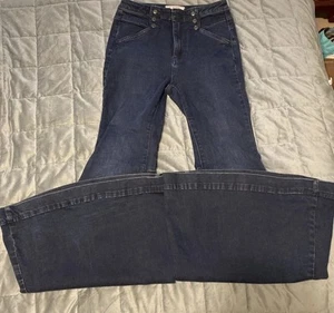 Free People  Maddox Flare OB884880 Dark Wash Jeans 26 Boho Hippie Wide Leg Denim - Picture 1 of 12