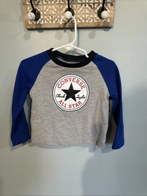 Camiseta Converse All Stars manga larga gris y azul de 18 meses para niños Foto 1 de 4