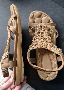 Sandali donna Ecetana eleganti piatti: comodi taglia 6,5 finti diamanti scintillanti - Foto 1 di 12