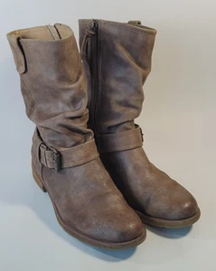Sofft Women's Taupe Brown Buckle Mid Calf Boots Side Zip Leather Size 8M - Picture 1 of 10