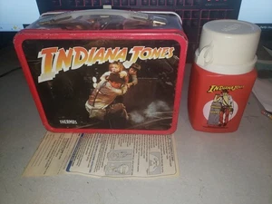 VINTAGE 1984 INDIANA JONES TEMPLE OF DOOM METAL LUNCH BOX THERMOS 3 - Picture 1 of 8